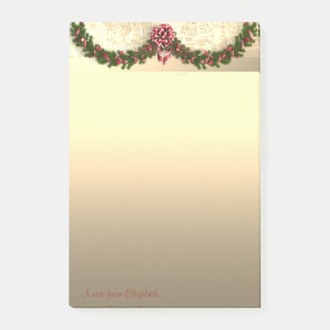 Elegant Christmas Tree Branch - Personalised Post-it Notes (Front)