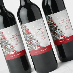 Elegant Christmas Tree Business Gift Wine Label