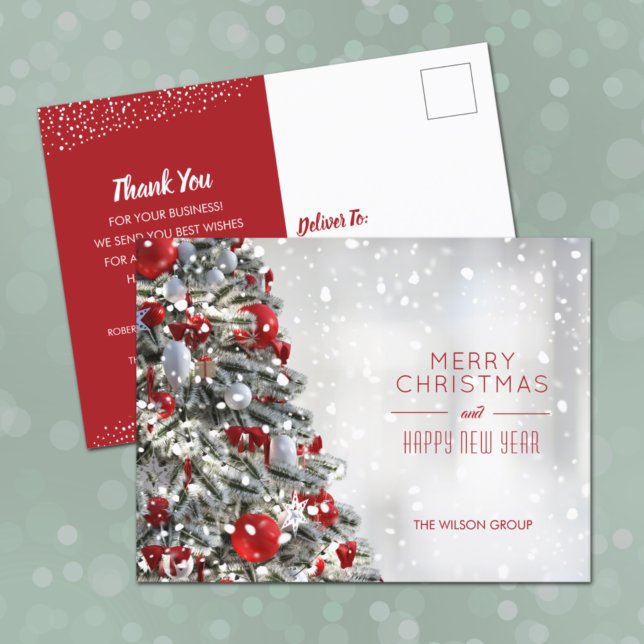 Elegant Christmas Tree Business Holiday Postcard (Creator Uploaded)