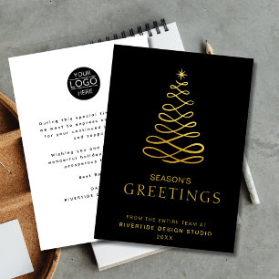Elegant Christmas Tree Business Logo Corporate Holiday Card