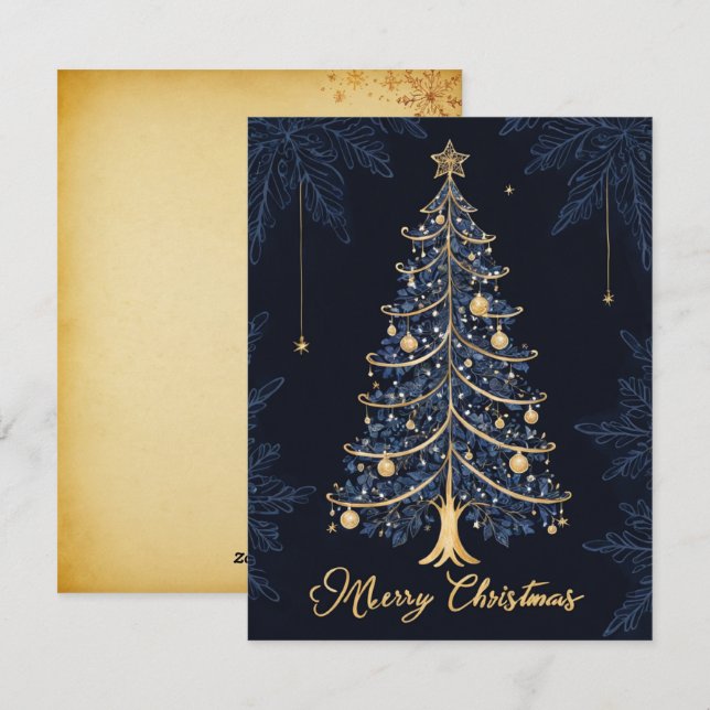 Elegant Christmas Tree Candle and Gift Card (Front/Back)