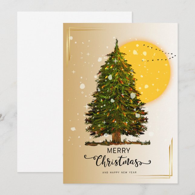 Elegant Christmas Tree Card Merry Christmas  (Front/Back)