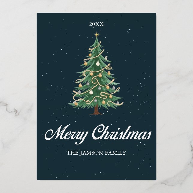 Elegant Christmas Tree Card Merry Christmas Wish (Front)