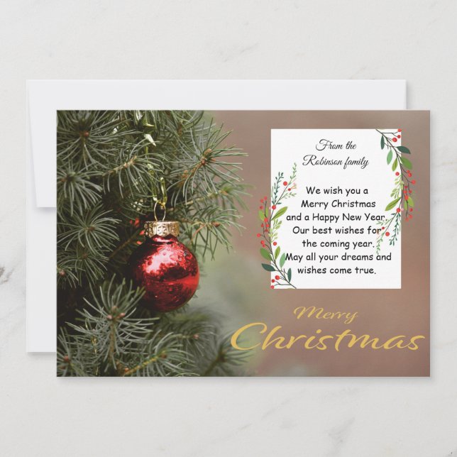 Elegant Christmas Tree Card With Modern Ornaments (Front)