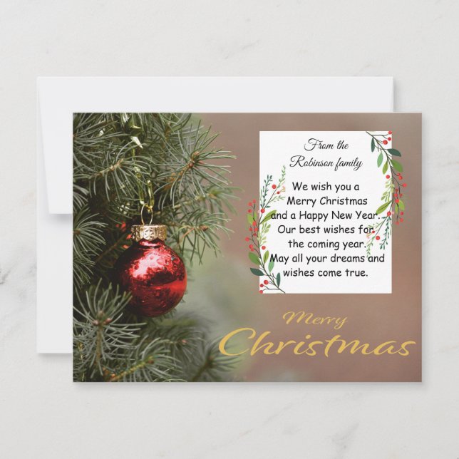 Elegant Christmas Tree Card With Modern Ornaments (Front)
