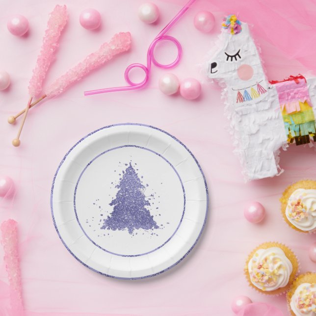Elegant Christmas Tree | Charming Lavender Purple Paper Plate (Party)