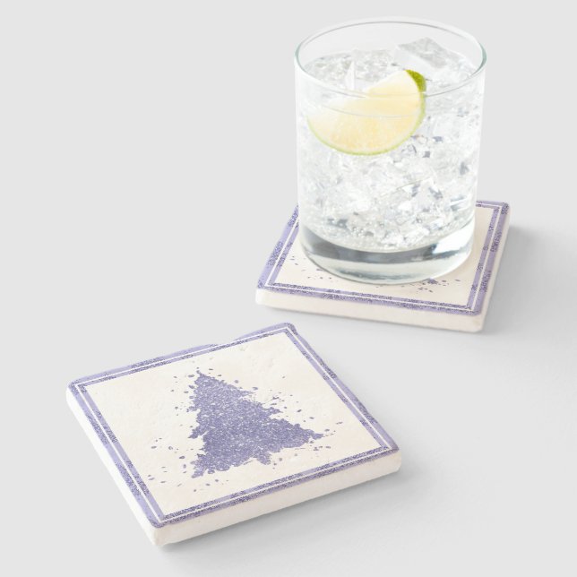 Elegant Christmas Tree | Charming Lavender Purple Stone Coaster (Side)