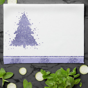 Elegant Christmas Tree   Charming Lavender Purple Tea Towel