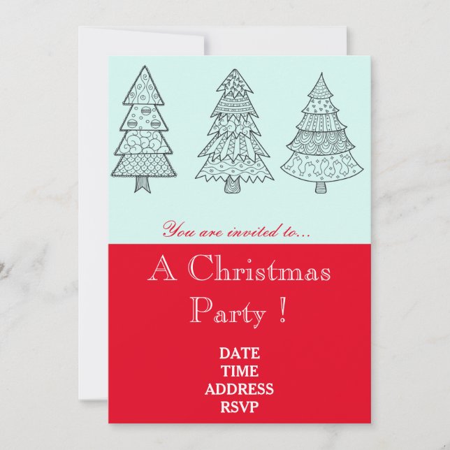 Elegant Christmas tree Christmas party invitation (Front)