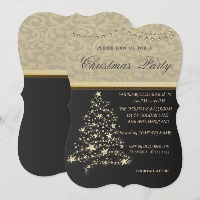 Elegant Christmas Tree,Company Christmas Party Invitation (Front/Back)