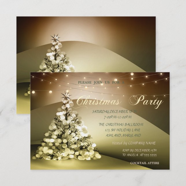 Elegant Christmas Tree Company Christmas Party Invitation (Front/Back)