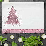 Elegant Christmas Tree | Dusty Mauve Pink Splatter Tea Towel<br><div class="desc">Tis the season to entertain and feast! Flirty shimmery dusty mauve and luxurious pressed rose pink palette abstract tree holiday party, hosting, and gifting accessories collection. This fun festive design features a whimsical sparkly Christmas tree with a frisky paint splatter enhanced with faux metallic glitter. For other colours or matching...</div>