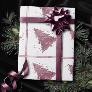 Elegant Christmas Tree   Dusty Mauve Pink Splatter Wrapping Paper