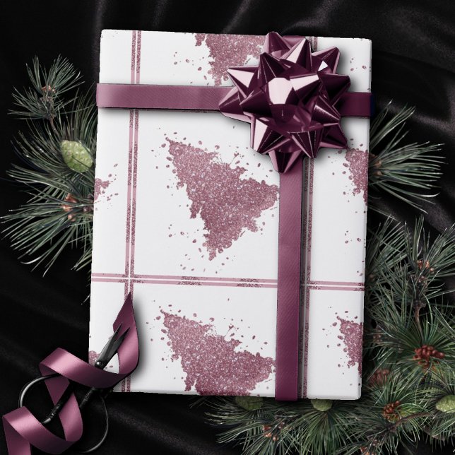 Elegant Christmas Tree | Dusty Mauve Pink Splatter Wrapping Paper (Creator Uploaded)