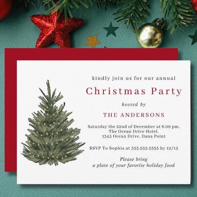 Elegant Christmas tree gold Christmas party Invitation (Creator Uploaded)