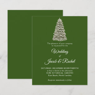 Elegant Christmas Tree Green Budget Wedding Invite