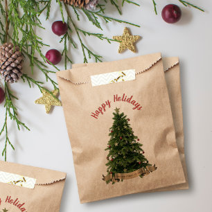Elegant Christmas Tree Happy Holidays Festive Favour Bags