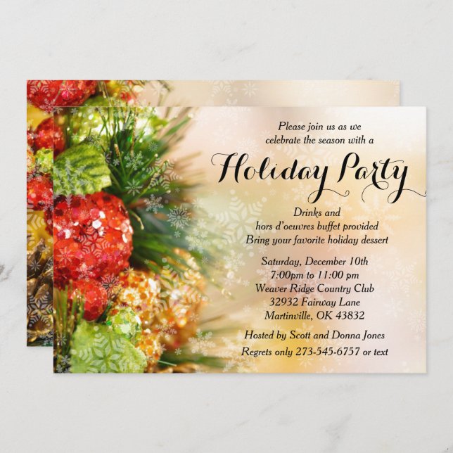 Elegant Christmas Tree Holiday Party Invitation (Front/Back)