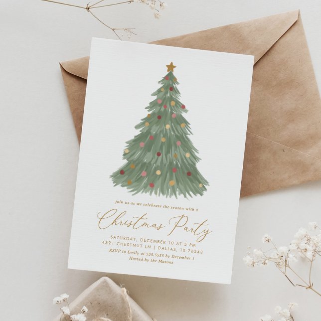 Elegant Christmas Tree Holiday Party Invitation (Creator Uploaded)