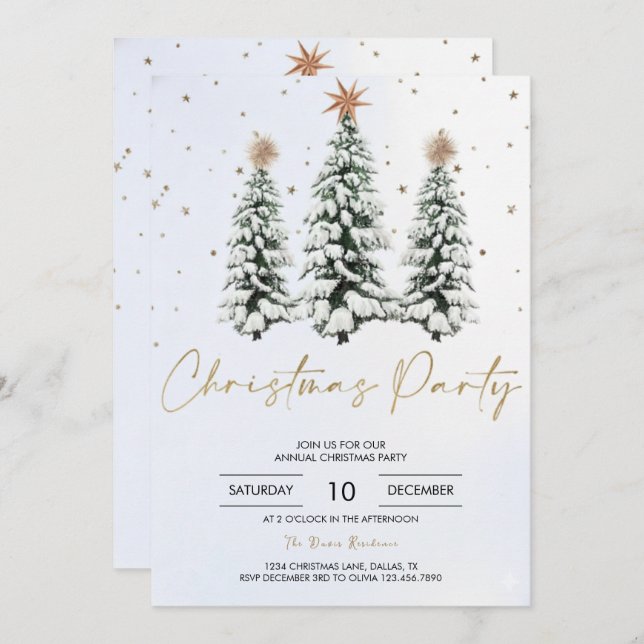 Elegant Christmas Tree Holiday Party Invitation (Front/Back)
