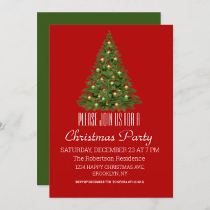 Elegant Christmas Tree Holiday Party Invitation