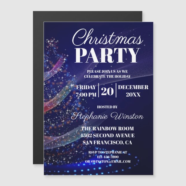 Elegant Christmas Tree Holiday Party Magnetic Invitation (Front/Back)
