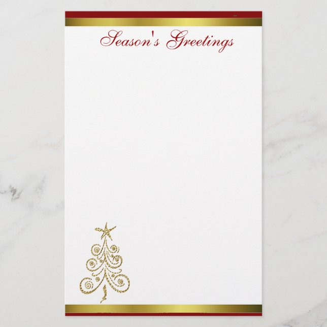 Elegant Christmas Tree Holiday Stationery (Front)