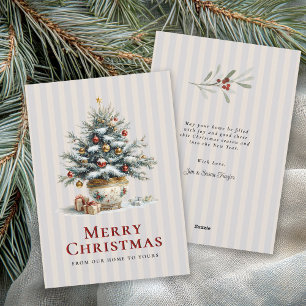 Elegant Christmas Tree in Porcelain Pot Holiday Card