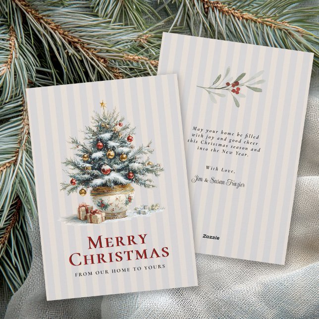 Elegant Christmas Tree in Porcelain Pot Holiday Card (Available in both printed and instant download digital formats.)