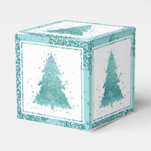 Elegant Christmas Tree   Luxe Aqua Mint Splatter Favour Box