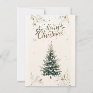 Elegant Christmas Tree & "Merry Christmas" Card. Invitation