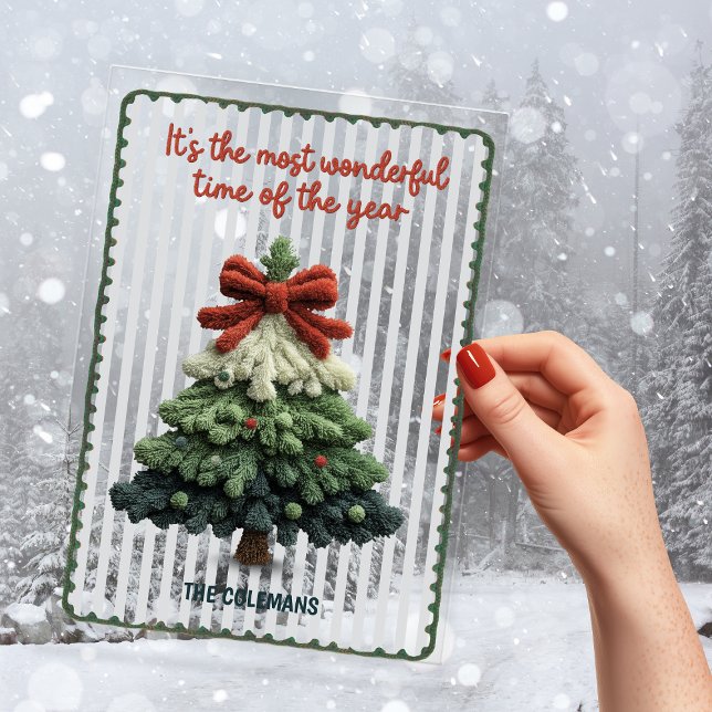 Elegant Christmas tree non photo green blue Acrylic Invitations (Creator Uploaded)