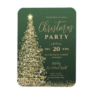 Elegant Christmas Tree Party Green Holiday Invite Magnet