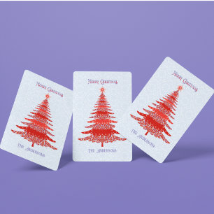 Elegant Christmas Tree Personalised Red Blue Playing Cards