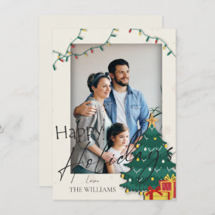 Elegant Christmas Tree Photo Happy Holidays  Postc