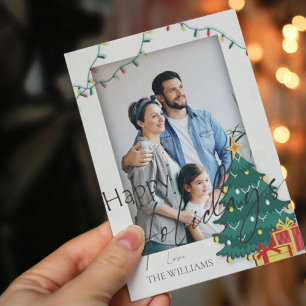 Elegant Christmas Tree Photo Happy Holidays  Postcard