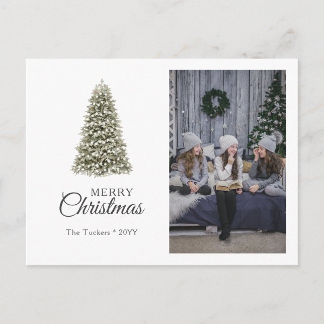 Elegant Christmas Tree Photo Merry Christmas Postcard (Front)
