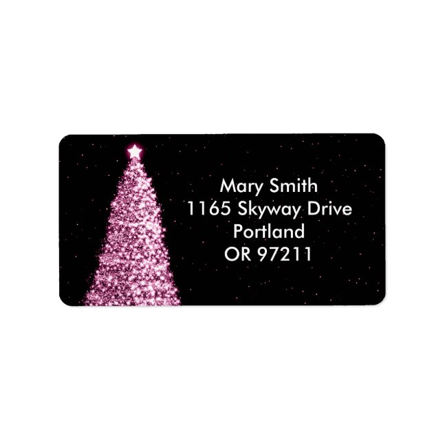 Elegant Christmas Tree Pink Label (Front)