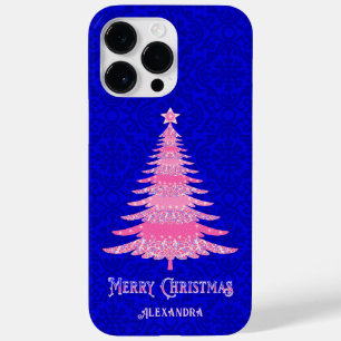Elegant Christmas Tree Pink Personalized Sparkle Case-Mate iPhone 14 Pro Max Case