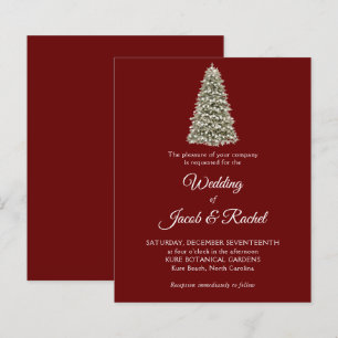 Elegant Christmas Tree Red Budget Wedding Invite