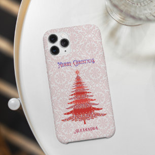 Elegant Christmas Tree Red Personalized Snowflakes Case-Mate iPhone 14 Pro Case