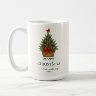 Elegant Christmas Tree – Red Ribbon Coffee Mug