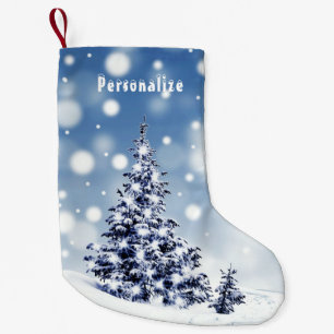 Elegant Christmas Tree Snow Christmas Holiday Small Christmas Stocking