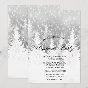 Elegant Christmas Tree, Snow Grey Christmas Party Invitation