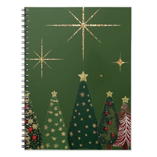 Elegant Christmas Tree Spiral Notebook  (Front)