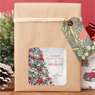 Elegant Christmas Tree Square Sticker