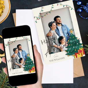 Elegant Christmas Tree Star Photo Happy Holidays Card