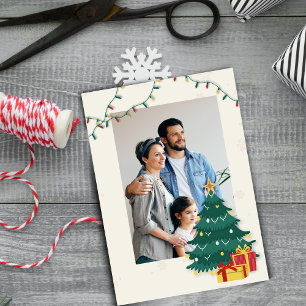 Elegant Christmas Tree Star Photo Happy Holidays Foil Holiday Card