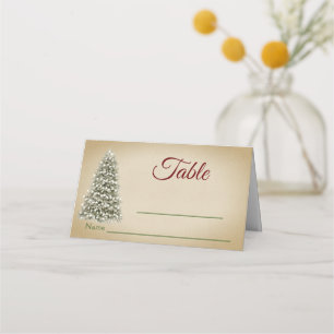 Elegant Christmas Tree Table Number & Name Wedding Place Card