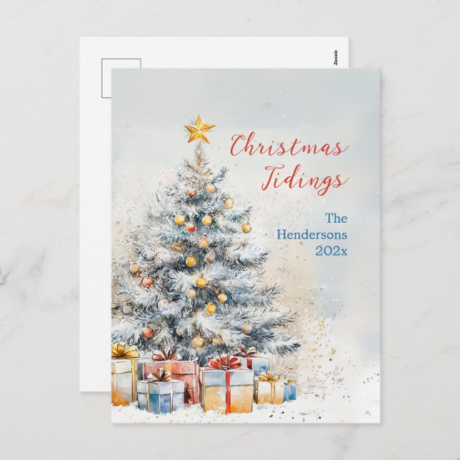 Elegant Christmas Tree Vintage Postcard (Front/Back)